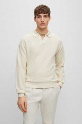 BOSS - Relaxed-fit polo sweater in cotton and silk