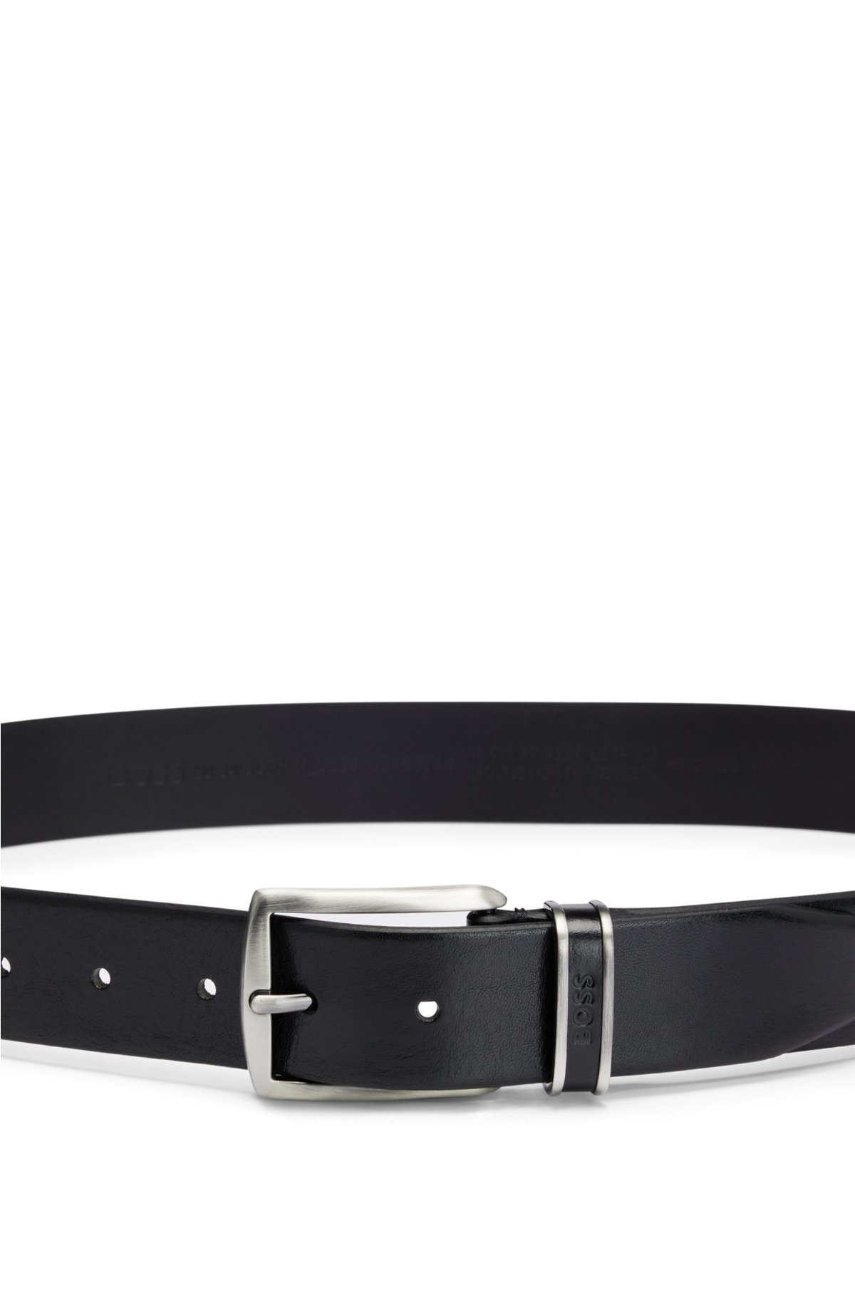 BOSS - Reversible Italian-leather belt with logo keeper