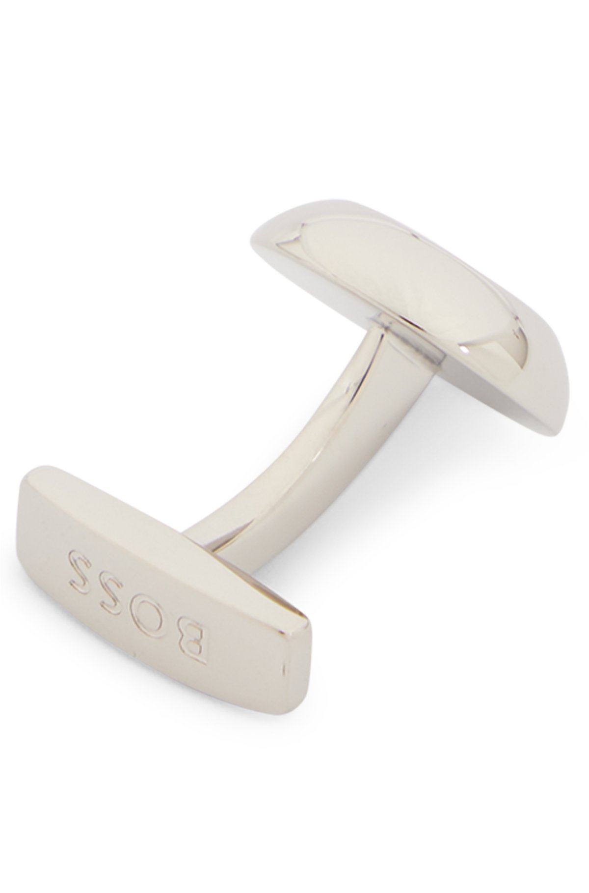 BOSS - Round cufflinks with brushed logo and high-shine finish