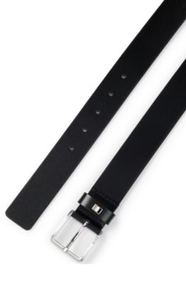 Italian-leather belt with signature-stripe keeper
