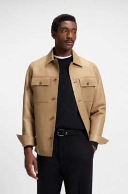 Italian-leather belt with signature-stripe keeper