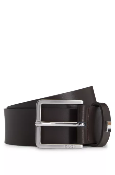 Italian-leather belt with signature-stripe keeper
