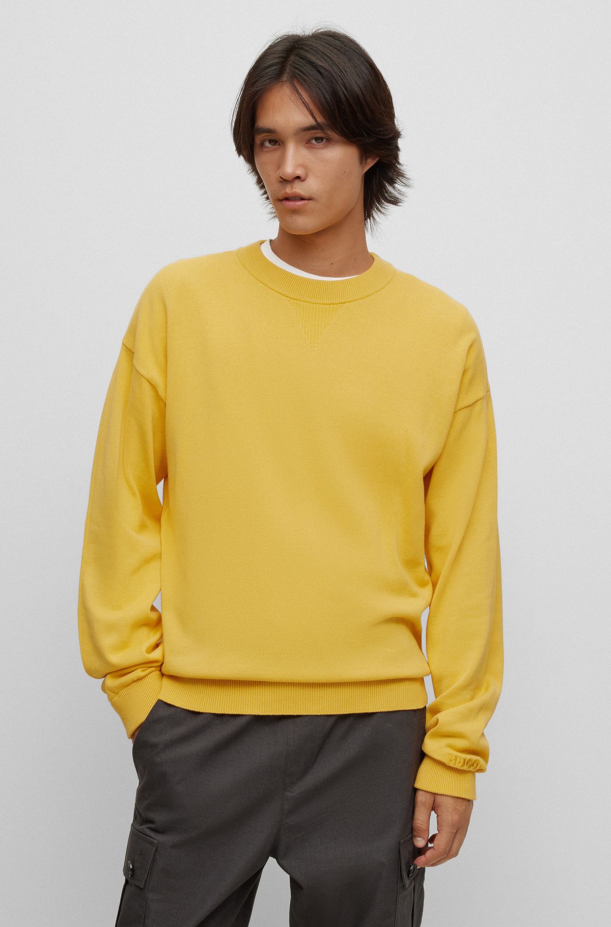  sweater with embroidered logo, Yellow