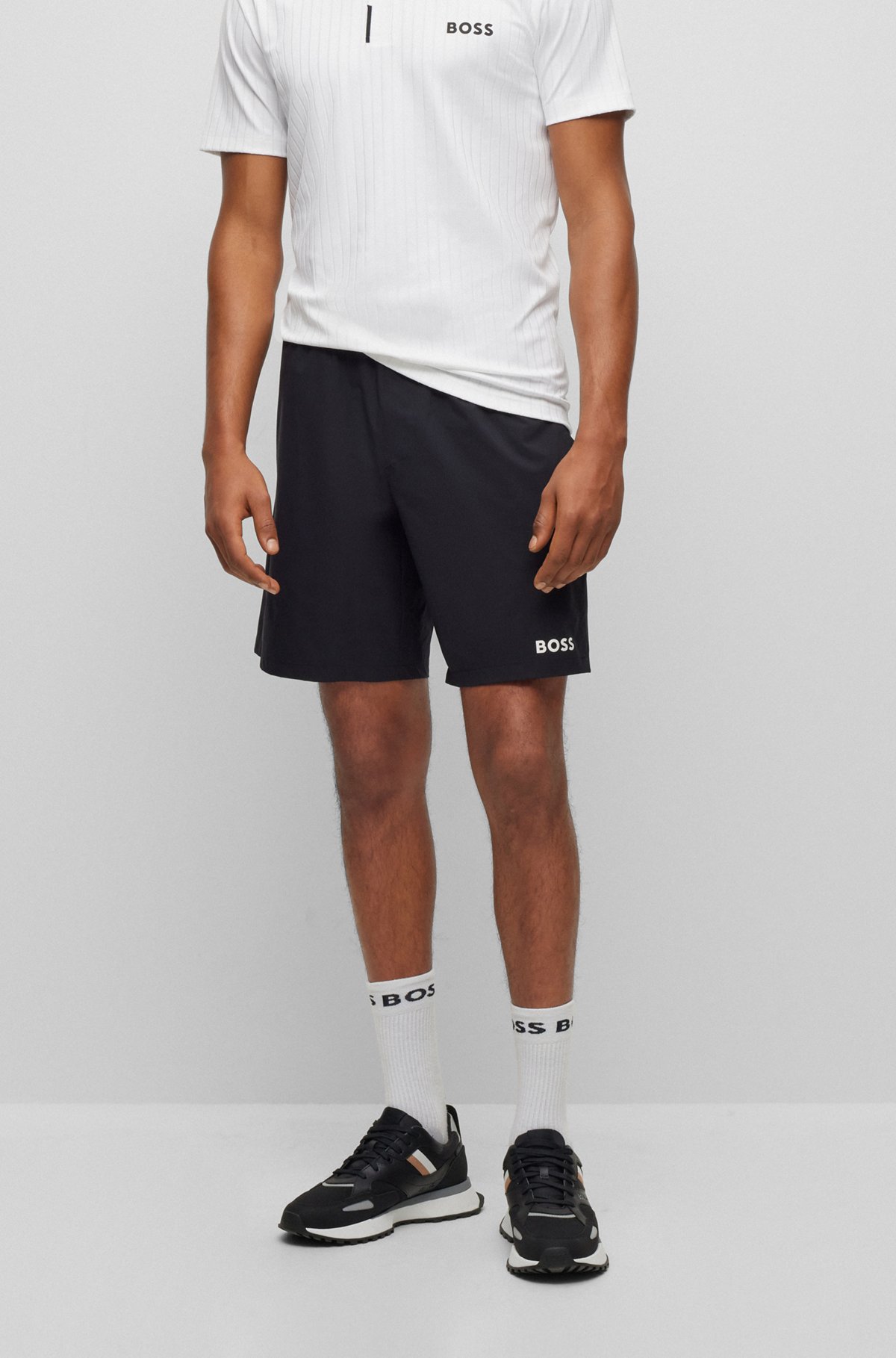 Performance-stretch regular-fit shorts with logo detail
