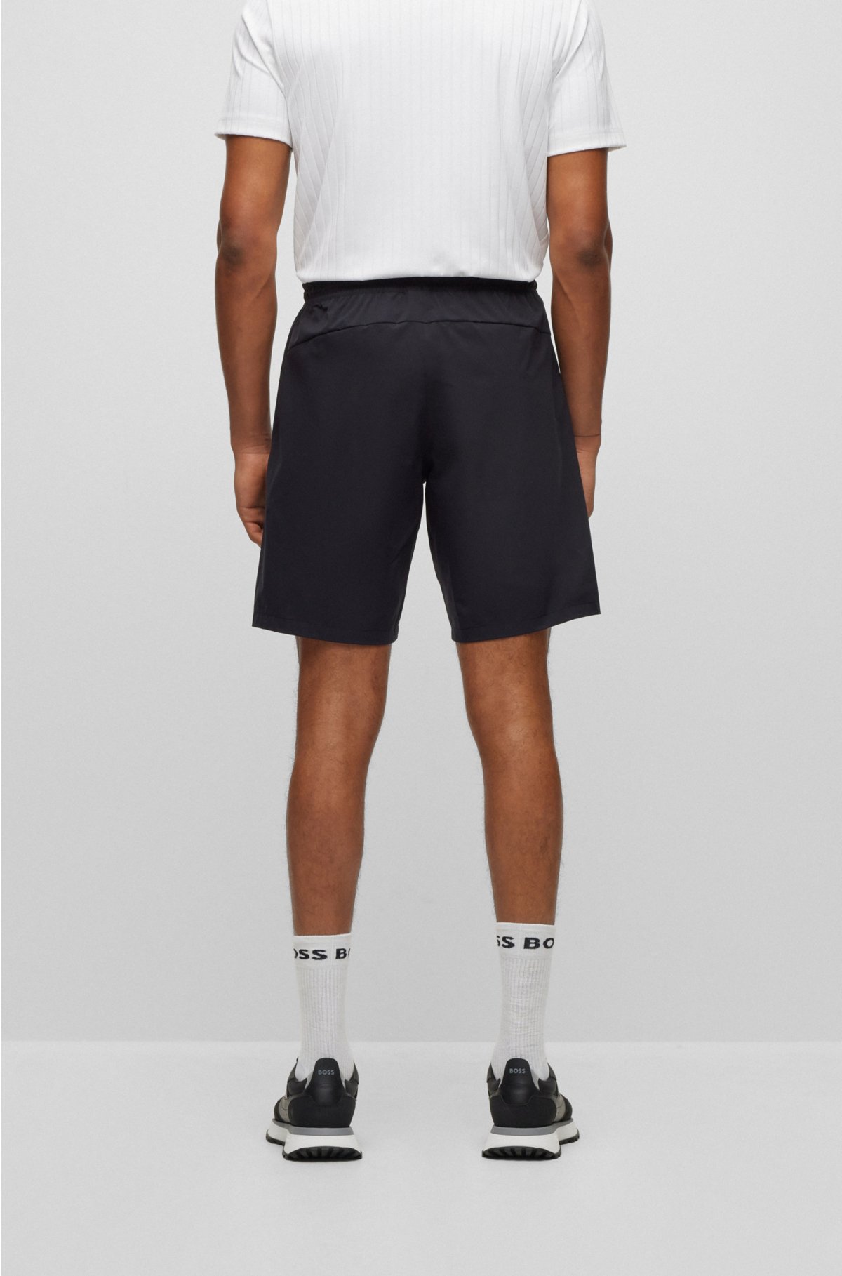 with logo shorts - Performance-stretch regular-fit BOSS detail