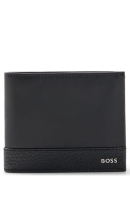 BOSS - Grained-leather wallet with silver-tone logo lettering