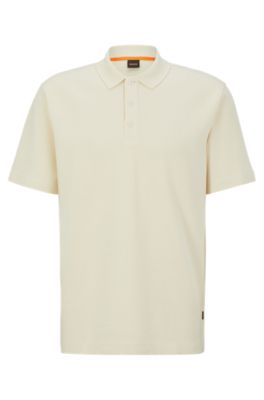 BOSS - Relaxed-fit cotton-blend polo shirt with waffle structure