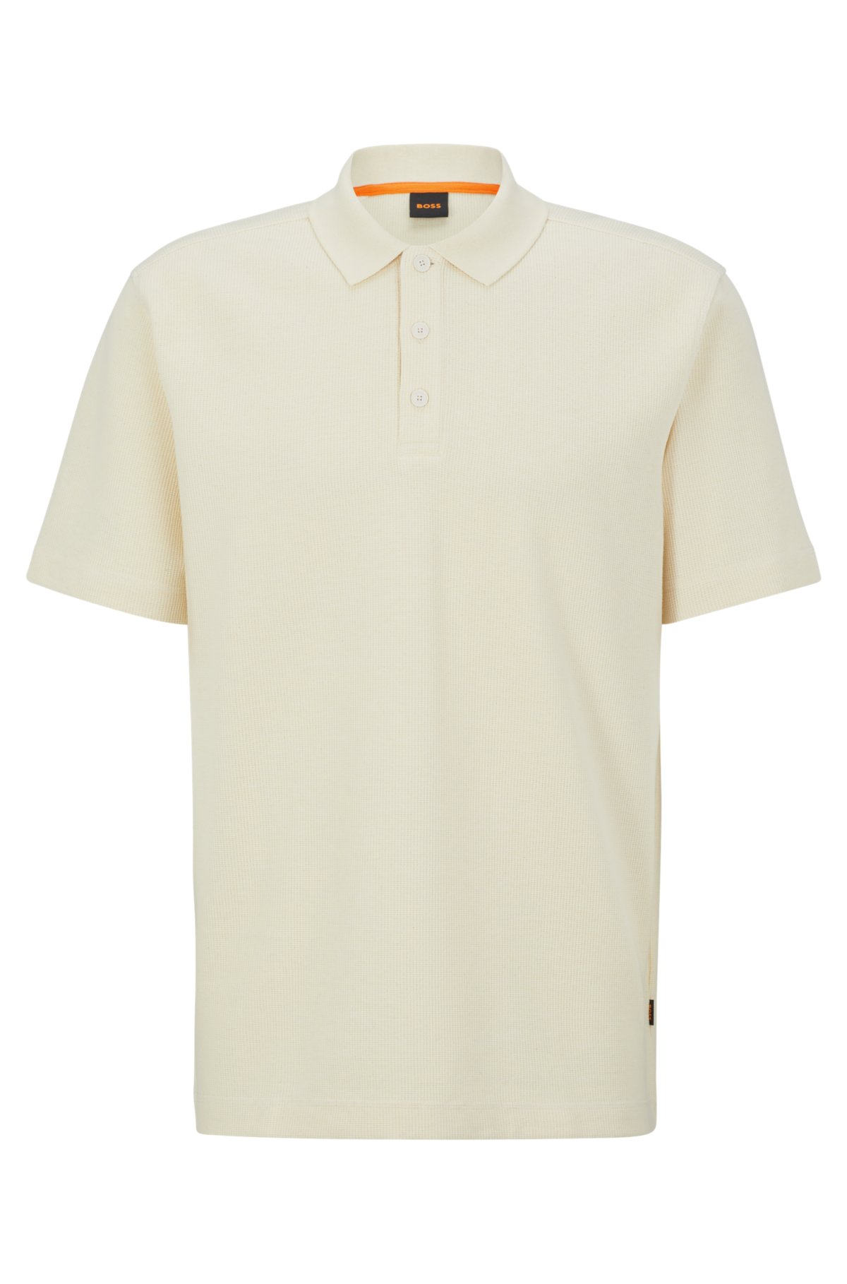 BOSS - Relaxed-fit cotton-blend polo waffle shirt structure with