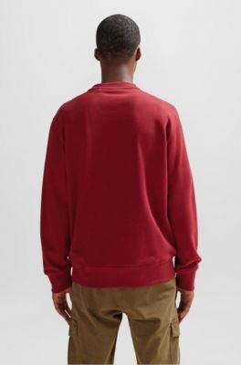 Sudadera relaxed fit en felpa de algod&oacute;n con logo estampado de goma, Rojo claro