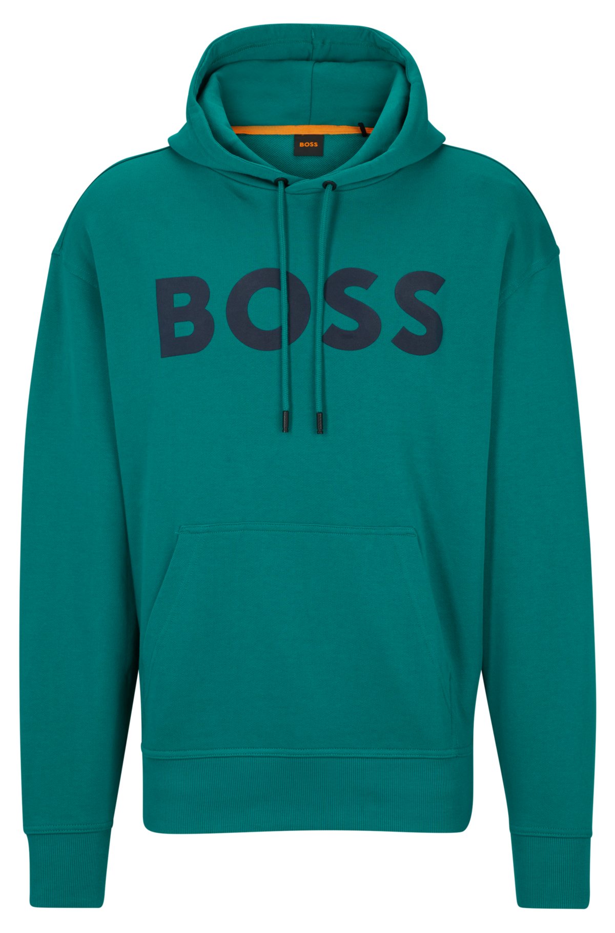 Logo-print hoodie in French-terry cotton, Dark Green