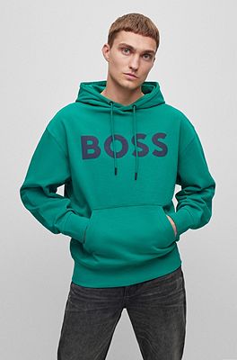 BOSS Logo print hoodie in French terry cotton