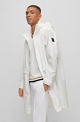 BOSS x Matteo Berrettini parka jacket with detachable hood and logo badge, White