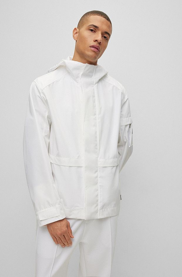 BOSS x Matteo Berrettini hooded jacket with logo badge, White