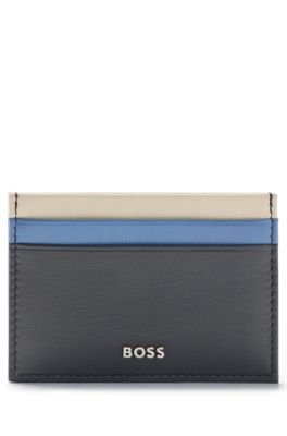 BOSS - Matte-leather card holder with embossed logo