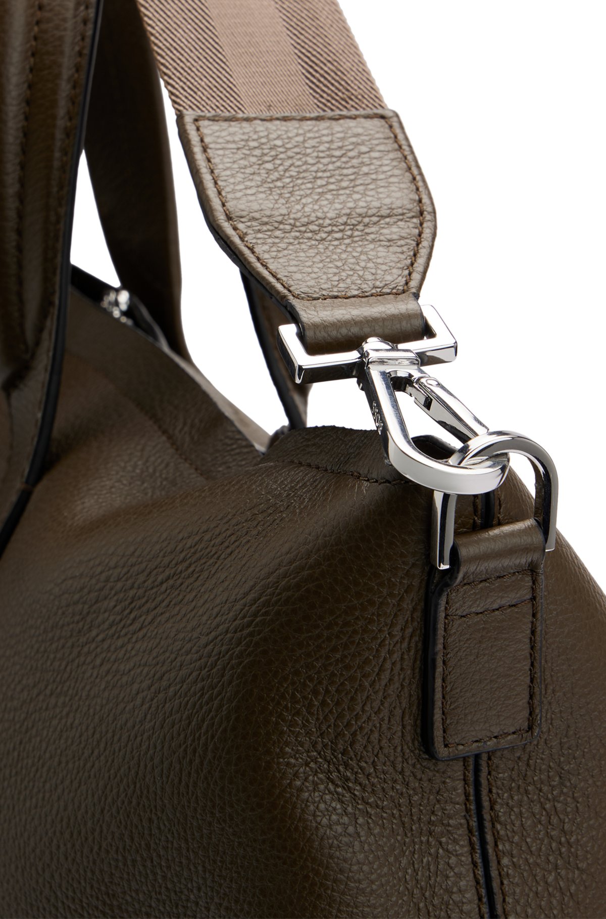 Italian-leather holdall with detachable padlock and key holder, Light Green