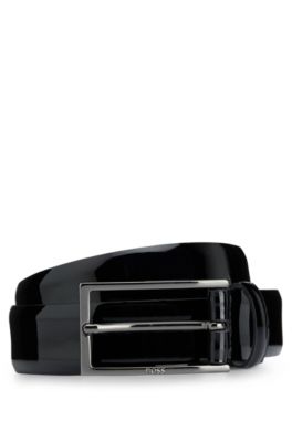 Hugo Boss Pin-buckle Belt In Italian Patent Leather In Black