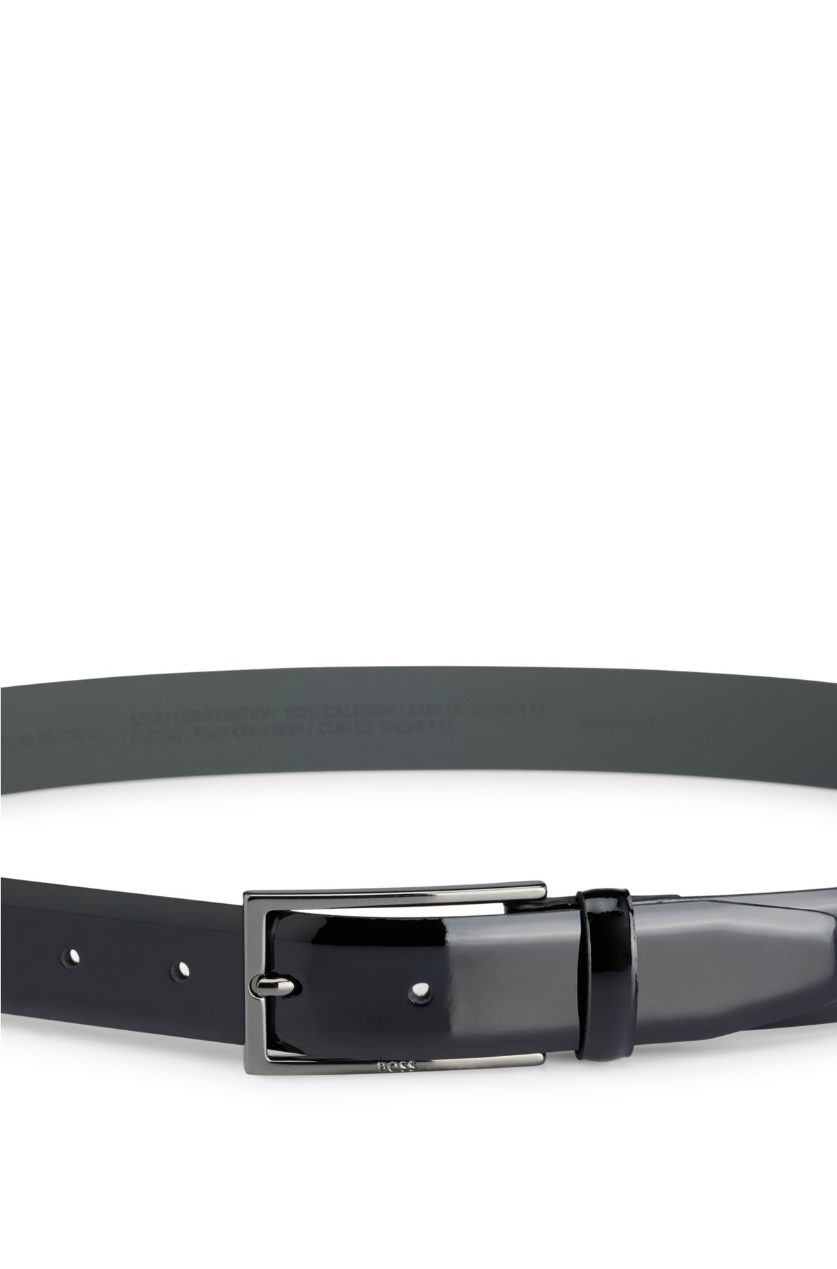 BOSS - Pin-buckle belt in Italian patent leather