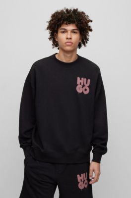 HUGO - Oversized-fit cotton-terry sweatshirt with graffiti-inspired logos