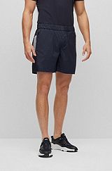 Slim-fit shorts in water-repellent stretch fabric, Dark Blue