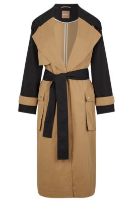 BOSS - Water-repellent color-blocked BOSS x Alica Schmidt trench coat with  tie belt