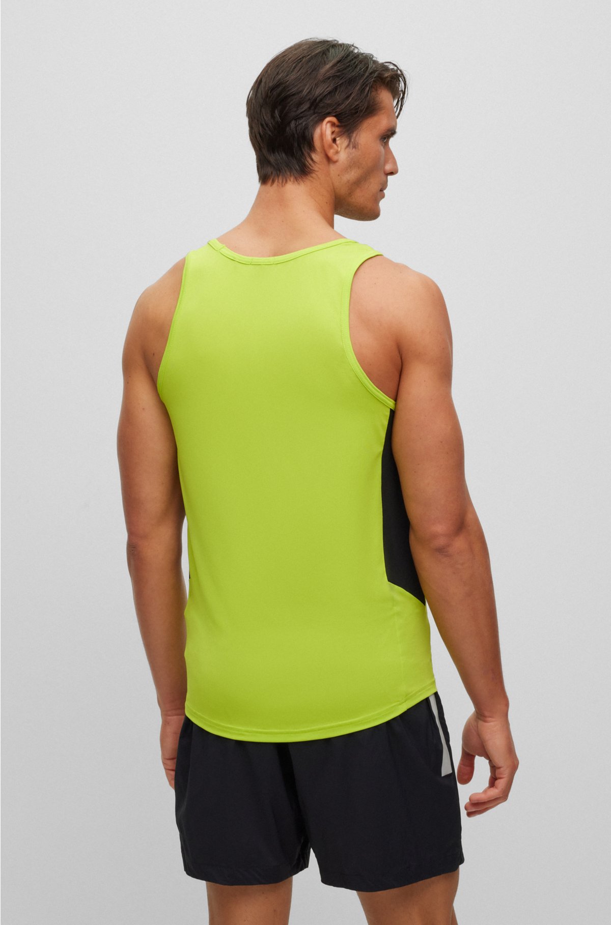 BOSS - Performance-stretch slim-fit tank with mesh