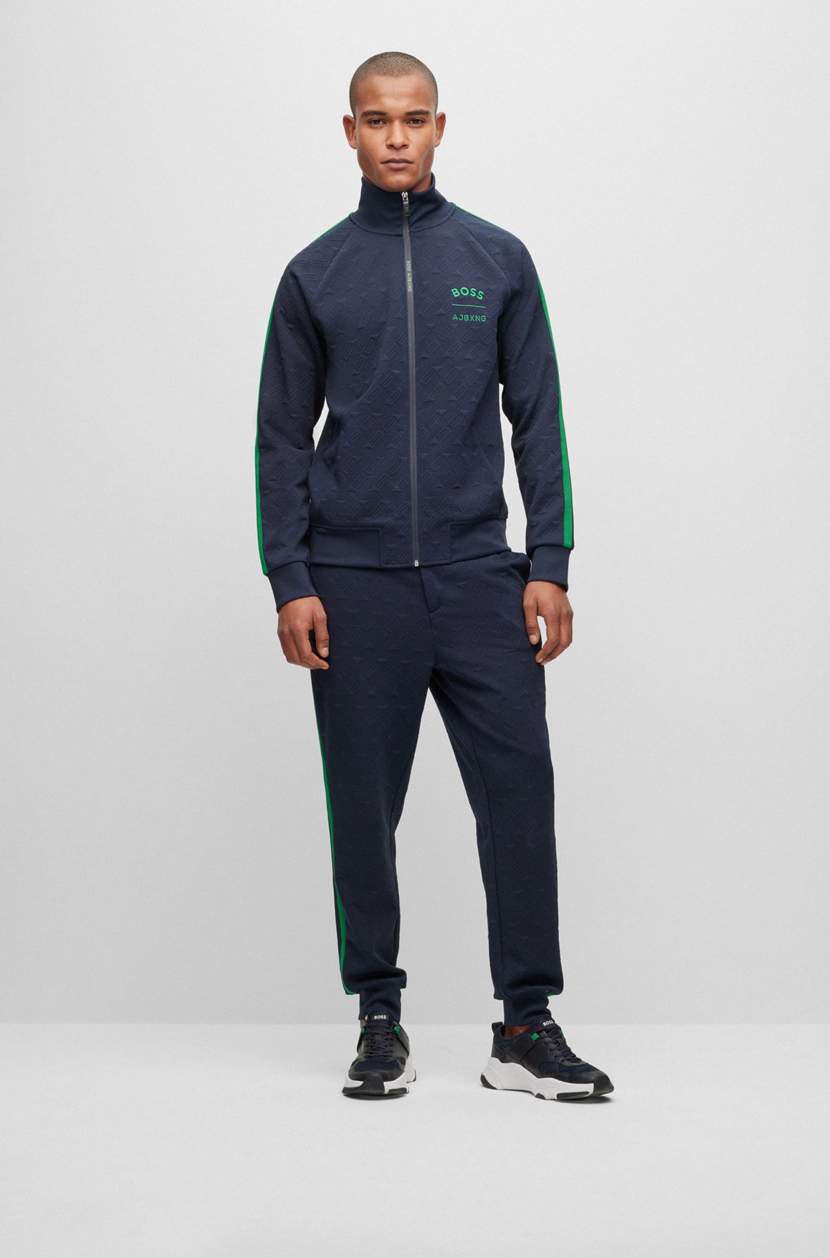 BOSS - BOSS x AJBXNG relaxed-fit zip-up sweatshirt with all BOSS - BOSS x AJBXNG relaxed-fit zip-up sweatshirt with all