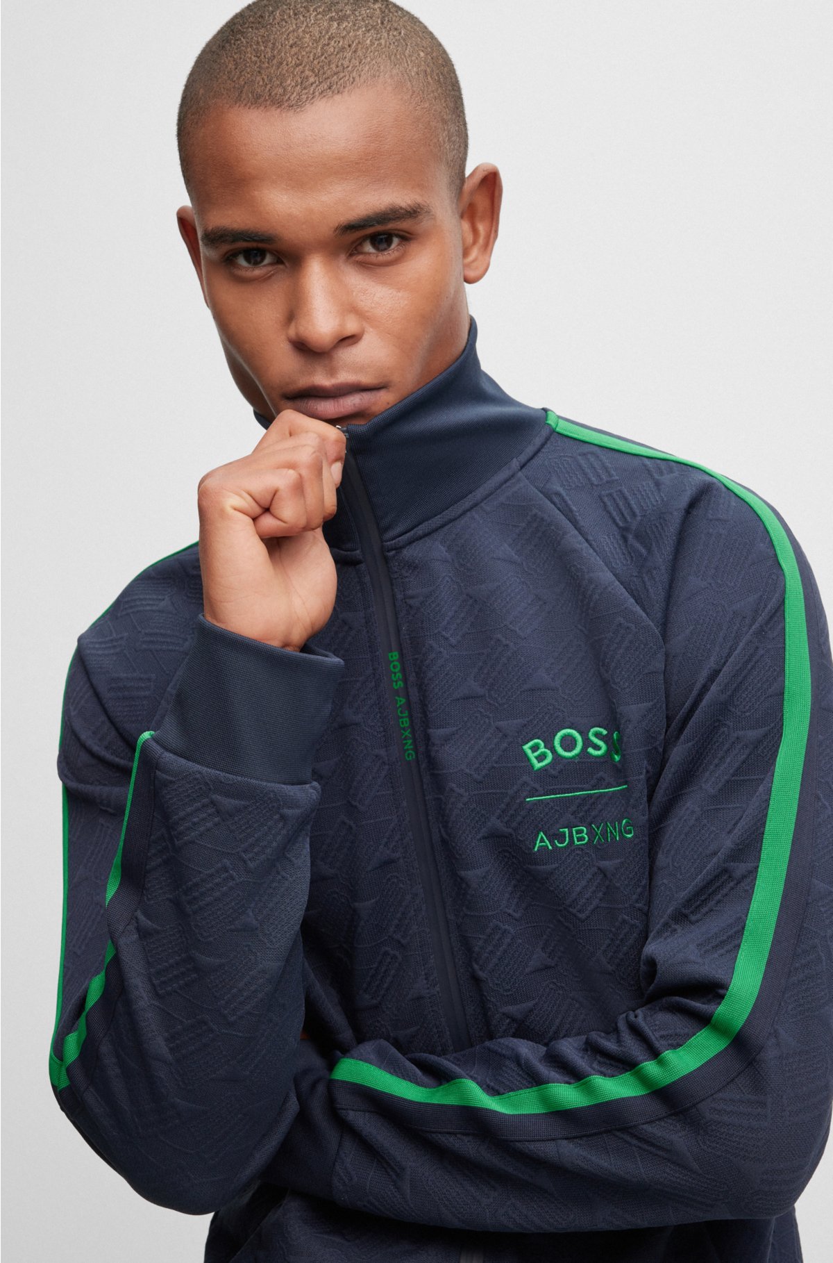 BOSS - Zip-up sweatshirt with monogram print