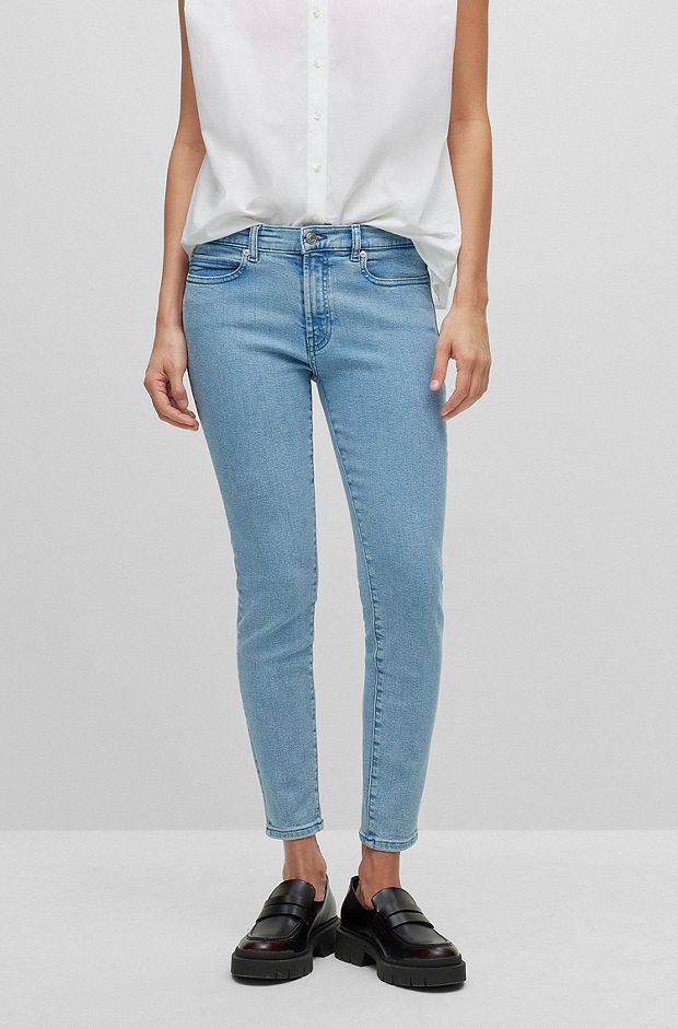 Extra-slim-fit jeans in blue comfort-stretch denim, Turquoise