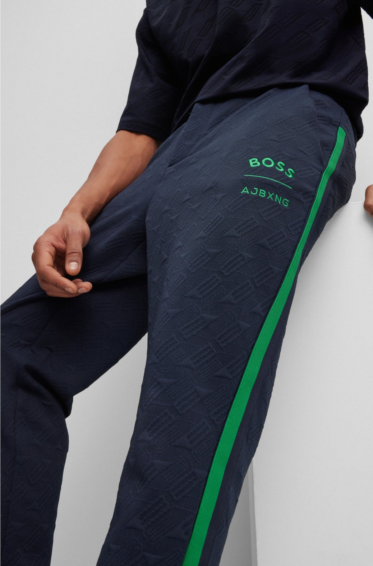 BOSS - BOSS x AJBXNG relaxed-fit hoodie with all-over monogram