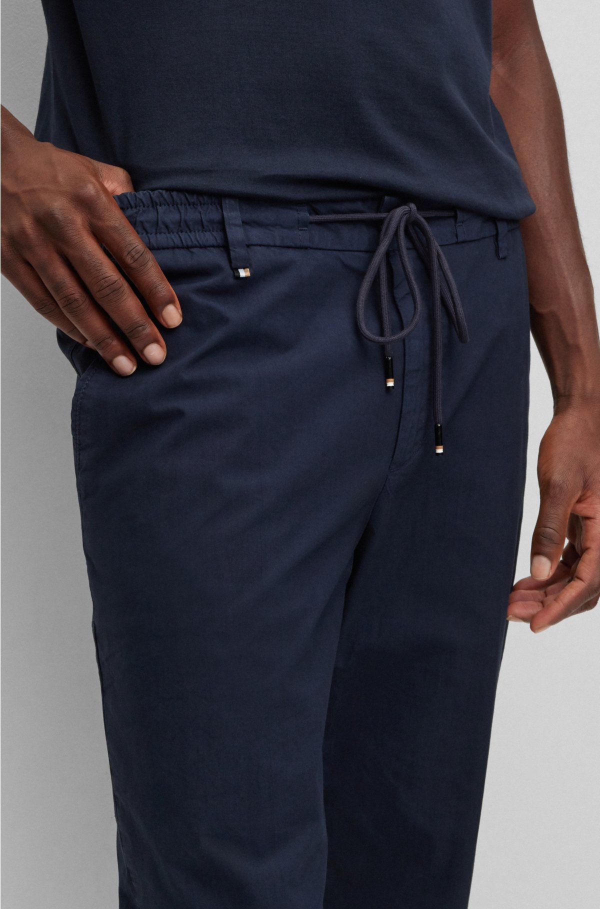 Homme Pantalon À Pinces En Coton Stretch Lisse Blanc | Pantalons Et Shorts  HUGO BOSS