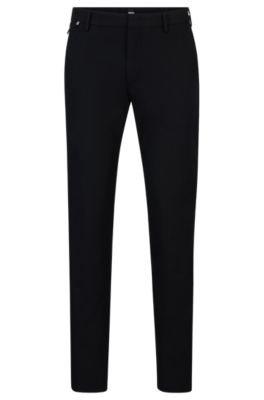 Hugo Boss Slim-fit Trousers In A Cotton Blend With Stretch In Black