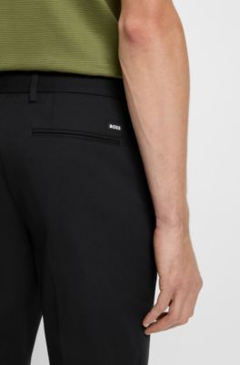 Slim-fit trousers in stretch cotton, Black