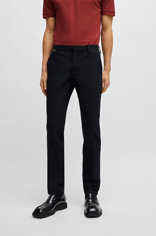 Buy Men Black Solid Slim Fit Formal Trousers Online - 693372