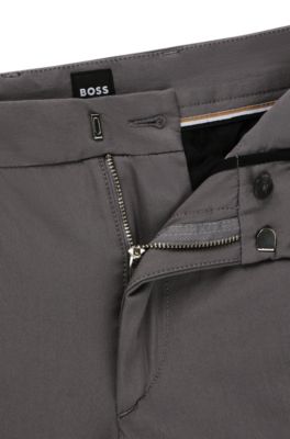 Slim-fit trousers in stretch cotton, Dark Grey