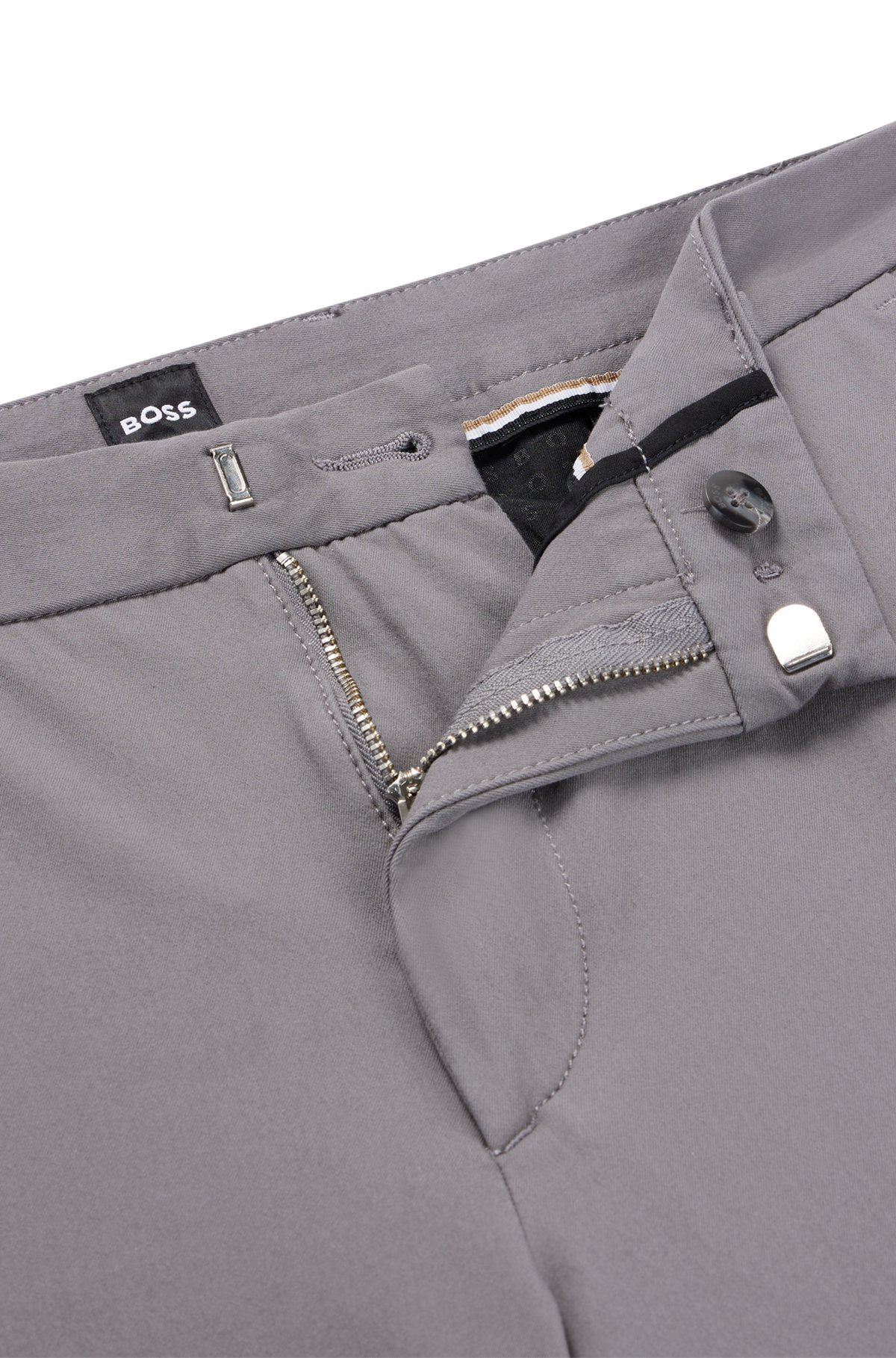 Slim-fit trousers in a cotton blend with stretch, Dark Grey