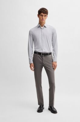Slim-fit trousers in stretch cotton, Dark Grey