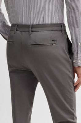 Slim-fit trousers in stretch cotton, Dark Grey