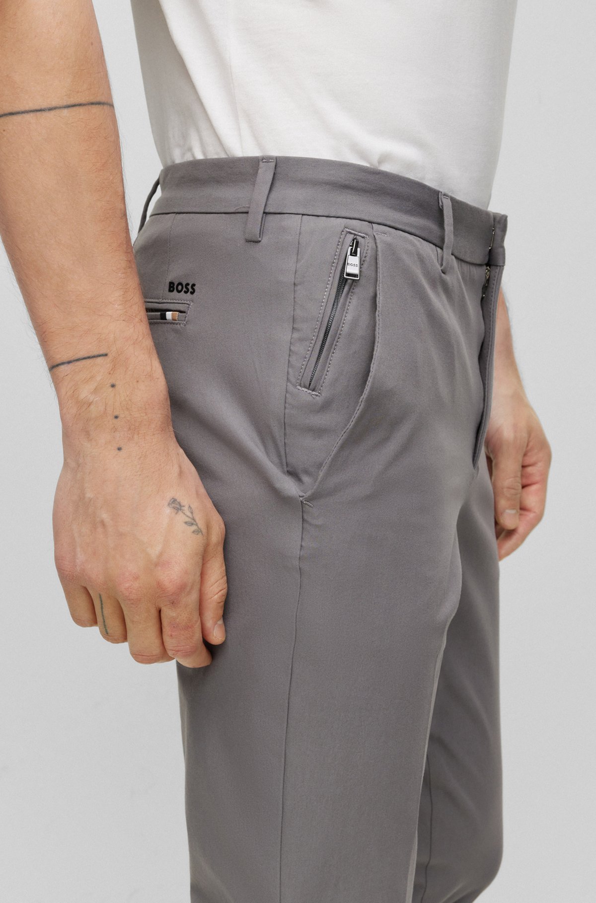 BOSS - trousers in a cotton blend with stretch