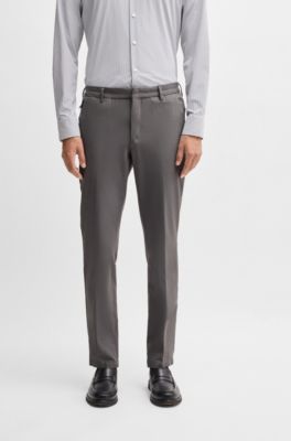 Slim-fit trousers in stretch cotton, Dark Grey