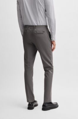 Slim-fit trousers in stretch cotton, Dark Grey