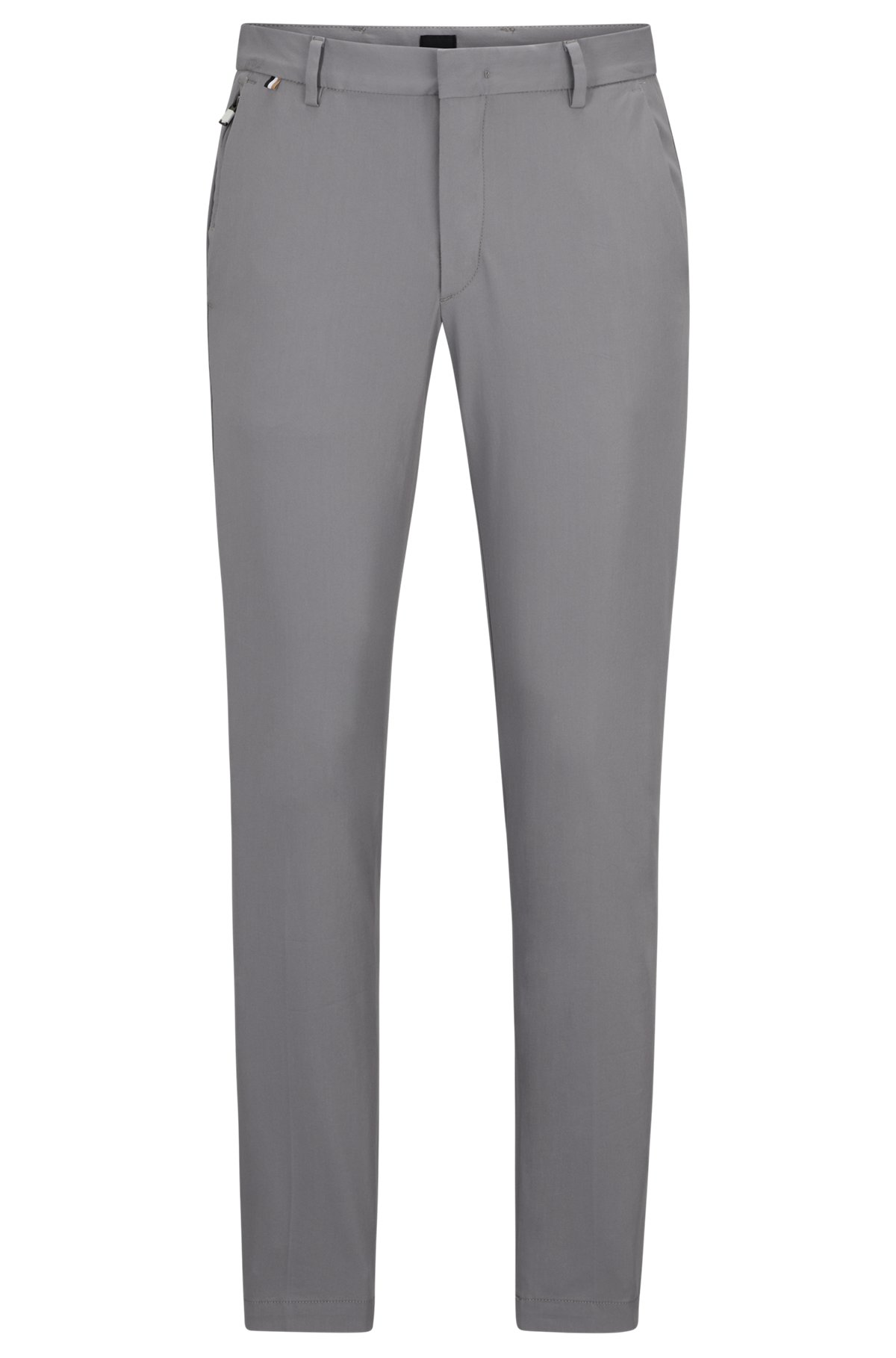 Slim-fit trousers in a cotton blend with stretch, Silver