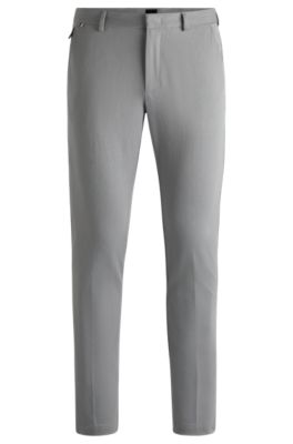 Hugo Boss Slim-fit Trousers In Cotton In Light Grey