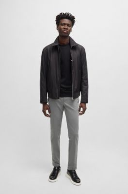 Slim-fit trousers in stretch cotton, Light Grey