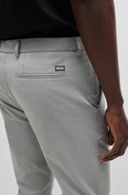 Slim-fit trousers in stretch cotton, Light Grey