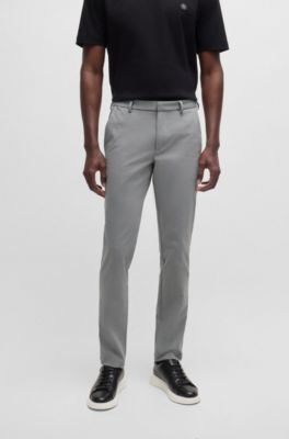 Slim-fit trousers in stretch cotton, Light Grey