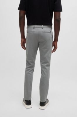 Slim-fit trousers in stretch cotton, Light Grey