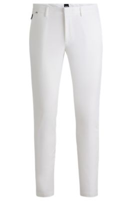 Slim-fit trousers in stretch cotton, White