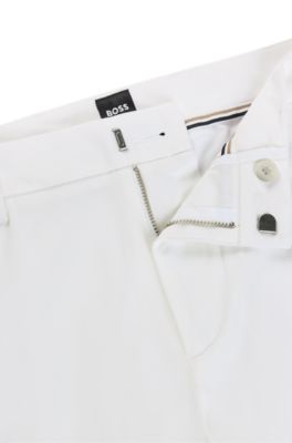 Slim-fit trousers in stretch cotton, White