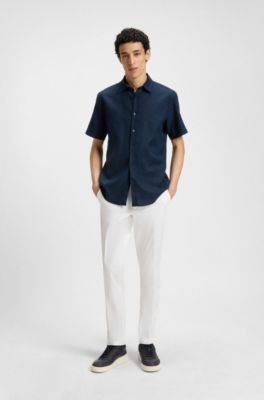 Slim-fit trousers in stretch cotton, White