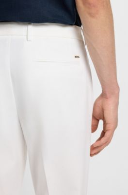 Slim-fit trousers in stretch cotton, White